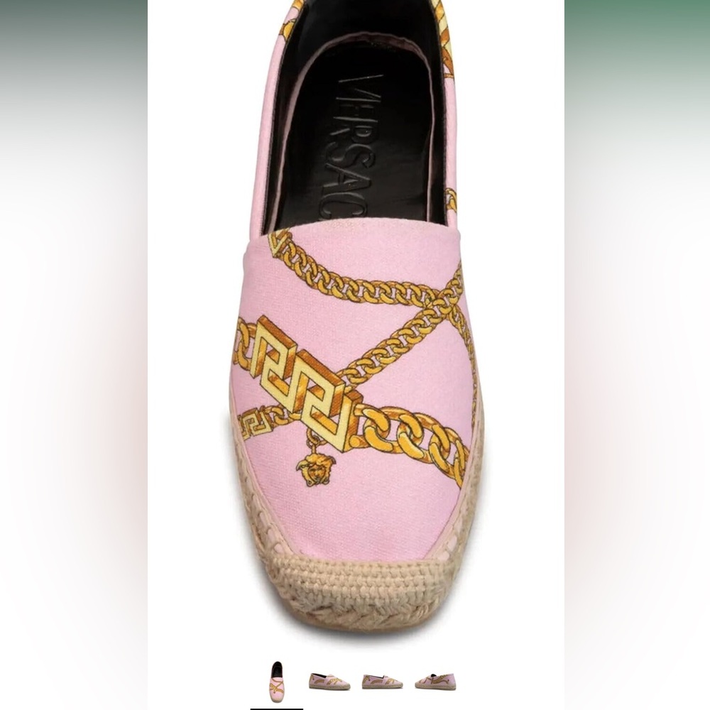 ❗️Versace Chain-print Espadrilles Loafers size 9 Medusa flats summer shoes